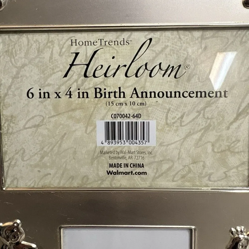 Home Trends Heirloom Silver Baby Birth Announcement Photo Frame 4x6